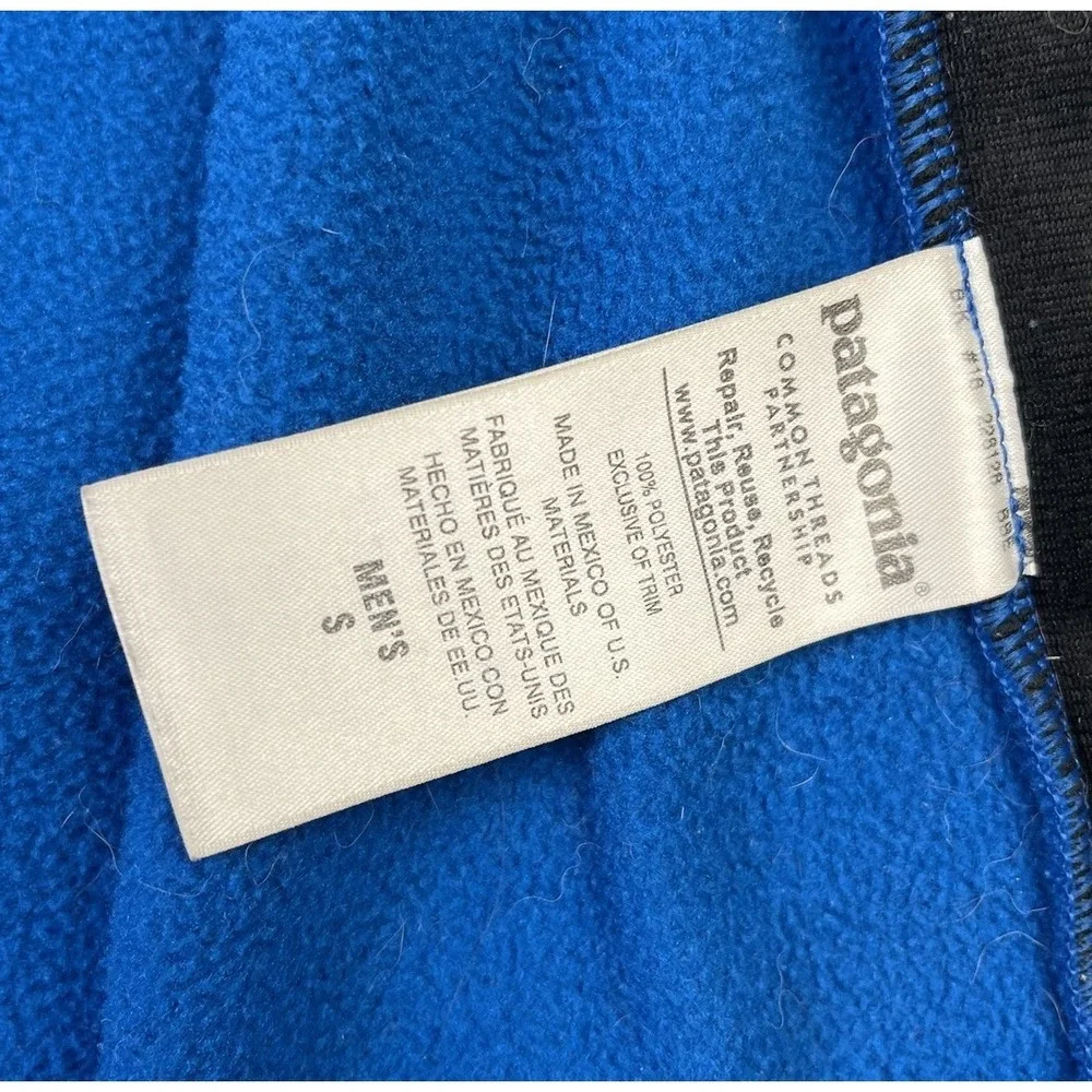 Patagonia Vest Mens S Blue Outdoor Lightweight Synchilla Fleece Snap T Zip